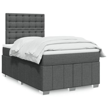 Pat box spring cu saltea, gri închis, 120x190 cm, textil GartenMobel Dekor