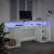 Birou cu lumini LED, alb, 200x55x91 cm, lemn prelucrat GartenMobel Dekor