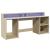 Birou cu lumini LED stejar sonoma, 200x55x91 cm, lemn prelucrat GartenMobel Dekor