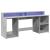 Birou cu lumini LED, gri beton, 200x55x91 cm, lemn prelucrat GartenMobel Dekor