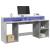 Birou cu lumini LED, gri beton, 200x55x91 cm, lemn prelucrat GartenMobel Dekor