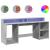 Birou cu lumini LED, gri beton, 200x55x91 cm, lemn prelucrat GartenMobel Dekor