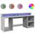 Birou cu lumini LED, gri sonoma, 200x55x91 cm, lemn prelucrat GartenMobel Dekor