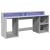 Birou cu lumini LED, gri sonoma, 200x55x91 cm, lemn prelucrat GartenMobel Dekor