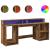 Birou cu lumini LED, lemn vechi, 200x55x91 cm, lemn prelucrat GartenMobel Dekor
