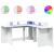 Birou cu lumini LED, alb, 152x152x91 cm, lemn prelucrat GartenMobel Dekor