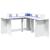 Birou cu lumini LED, alb, 152x152x91 cm, lemn prelucrat GartenMobel Dekor