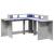 Birou cu lumini LED, gri beton, 152x152x91 cm, lemn prelucrat GartenMobel Dekor