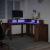 Birou cu lumini LED, stejar maro, 152x152x91 cm, lemn prelucrat GartenMobel Dekor