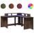 Birou cu lumini LED, stejar maro, 152x152x91 cm, lemn prelucrat GartenMobel Dekor