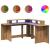 Birou lumini LED stejar artizanal 152x152x91 cm lemn prelucrat GartenMobel Dekor