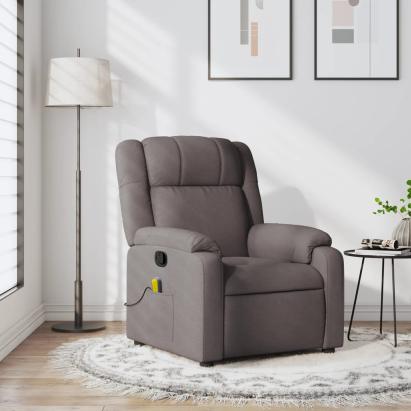 Fotoliu de masaj rabatabil, gri taupe, material textil GartenMobel Dekor