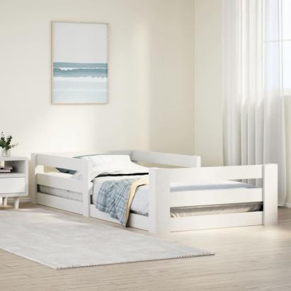 Cadru pat fără saltea, alb, 100x200 cm, lemn masiv pin GartenMobel Dekor