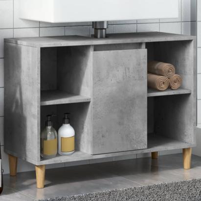 Dulap pentru baie, gri beton, 80x33x60 cm, lemn compozit GartenMobel Dekor