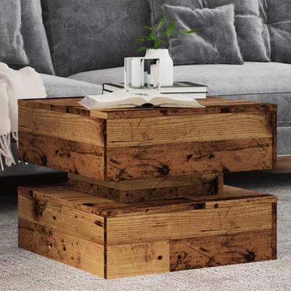 Măsuță de cafea cu lumini LED, lemn vechi, 50x50x40 cm GartenMobel Dekor