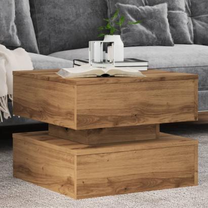 Măsuță de cafea cu lumini LED, stejar artizanal, 50x50x40 cm GartenMobel Dekor