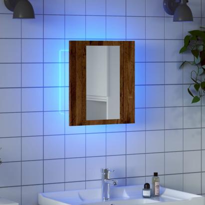 Dulap cu oglindă cu LED de baie, lemn vechi, 40x12x45 cm, lemn GartenMobel Dekor
