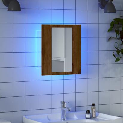 Dulap cu oglindă de baie LED stejar artizanal 40x12x45 cm, lemn GartenMobel Dekor