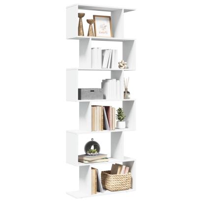 Bibliotecă/separator cameră, 6 niveluri, alb, 70x24x193cm, lemn GartenMobel Dekor