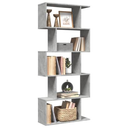 Bibliotecă/separator 5 niveluri gri beton 70x24x161 cm lemn GartenMobel Dekor