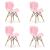 Set 4 scaune stil scandinav, Artool, Lago, piele ecologica, lemn, roz, 47x52x73 cm GartenVIP DiyLine