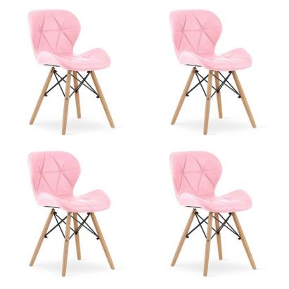Set 4 scaune stil scandinav, Artool, Lago, piele ecologica, lemn, roz, 47x52x73 cm GartenVIP DiyLine