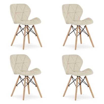 Set 4 scaune stil scandinav, Artool, Lago, catifea, lemn, bej, 47x52x74 cm GartenVIP DiyLine