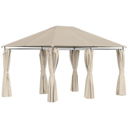 Pavilion/foisor pentru gradina/terasa, cadru metalic, cu perdele, bej, 4x3x2.64 m GartenVIP DiyLine