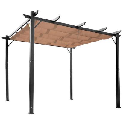 Pergola pentru gradina/terasa, retractabila, cadru aluminiu, negru si maro, 3x4x2.23 m GartenVIP DiyLine