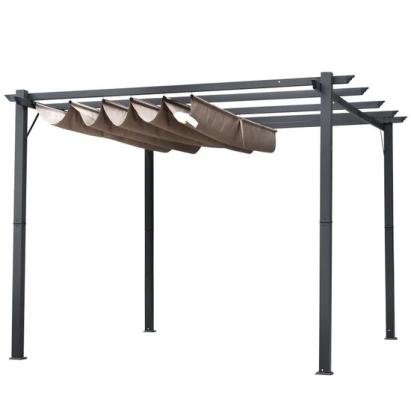 Pergola pentru gradina/terasa, retractabila, cadru aluminiu, gri si maro, 3x3x2.23 m GartenVIP DiyLine