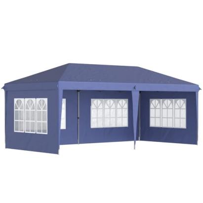 Pavilion pentru gradina/comercial, cadru metalic material Oxford, 4 pereti, pliabil, albastru, 5.85x2.95x2.70 m GartenVIP DiyLine