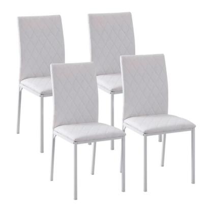 Set 4 scaune bucatarie/living, Ethel, piele ecologica, metal, alb, 41x50x91 cm GartenVIP DiyLine