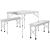 Set mobilier gradina/camping, pliabil, 1 masa, 2 banci, MDF si aluminiu, alb, 90 cm, Frankfurt GartenVIP DiyLine