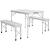 Set mobilier gradina/camping, pliabil, 1 masa, 2 banci, MDF si aluminiu, alb, 90 cm, Frankfurt GartenVIP DiyLine