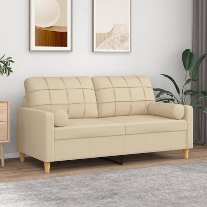 Canapea cu 2 locuri cu pernuțe, crem, 140 cm, textil GartenMobel Dekor