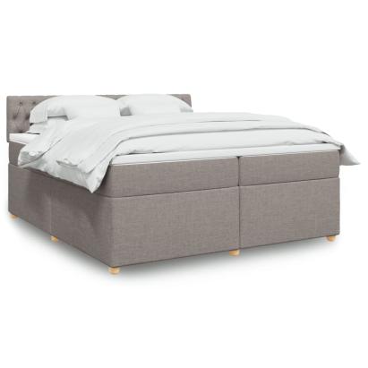 Pat box spring cu saltea, gri taupe, 200x200 cm, textil GartenMobel Dekor
