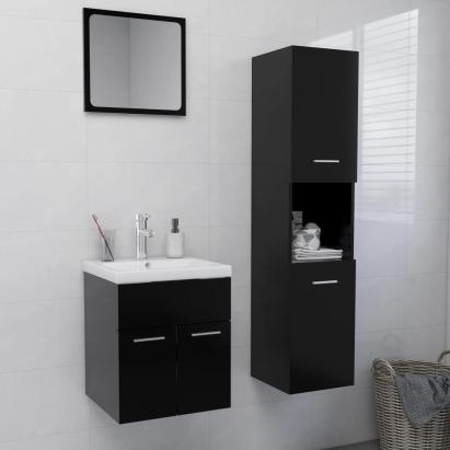 Set mobilier de baie, negru, lemn prelucrat GartenMobel Dekor