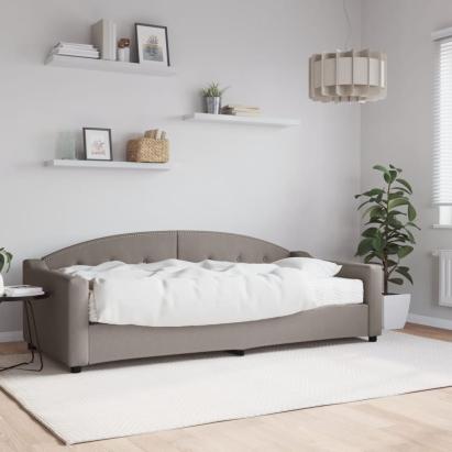 Pat de zi cu saltea, gri taupe, 90x200 cm, textil GartenMobel Dekor