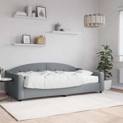 Pat de zi cu saltea, gri deschis, 100x200 cm, textil GartenMobel Dekor