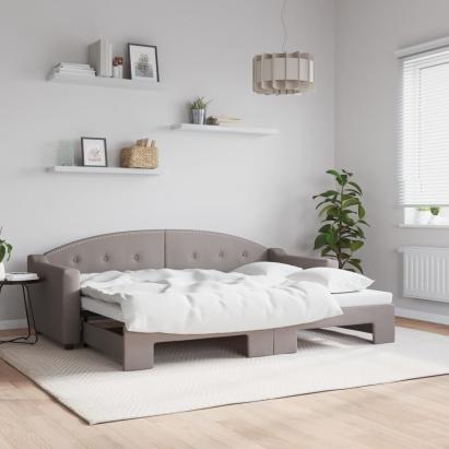 Pat de zi cu extensie, gri taupe, 80x200 cm, textil GartenMobel Dekor
