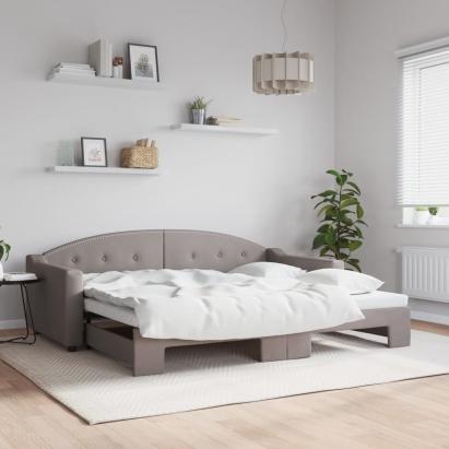 Pat de zi cu extensie, gri taupe, 90x200 cm, textil GartenMobel Dekor