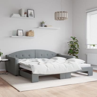 Pat de zi cu extensie, gri deschis, 100x200 cm, textil GartenMobel Dekor
