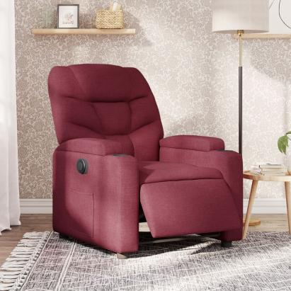 Fotoliu rabatabil electric, roșu vin, material textil GartenMobel Dekor