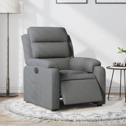 Fotoliu rabatabil electric, gri închis, material textil GartenMobel Dekor