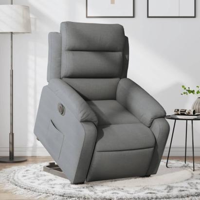 Fotoliu electric rabatabil cu ridicare, gri închis, textil GartenMobel Dekor
