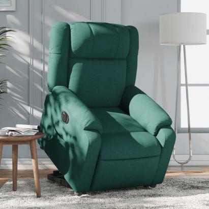 Fotoliu electric rabatabil cu ridicare, verde închis, textil GartenMobel Dekor