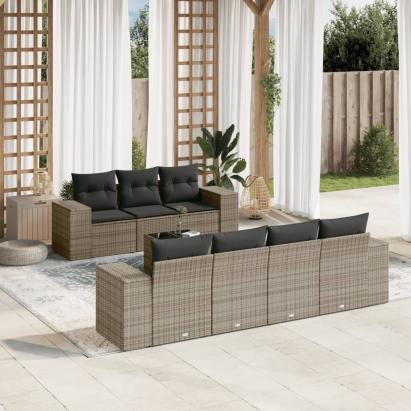 Set canapele de grădină cu perne, 8 piese, gri, poliratan GartenMobel Dekor