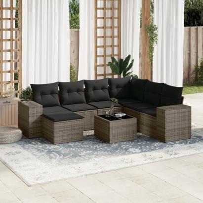 Set canapele de grădină cu perne, 8 piese, gri, poliratan GartenMobel Dekor
