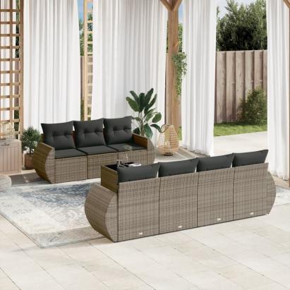 Set canapele de grădină cu perne, 8 piese, gri, poliratan GartenMobel Dekor