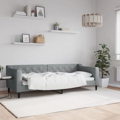 Cadru de pat, gri deschis, 80x200 cm, material textil GartenMobel Dekor